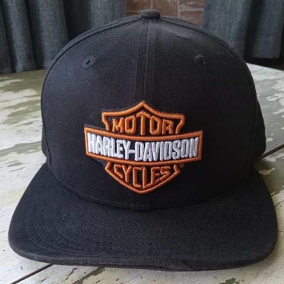 Harley-Davidson Black Cap with Orange Logo - Picture 1 of 9